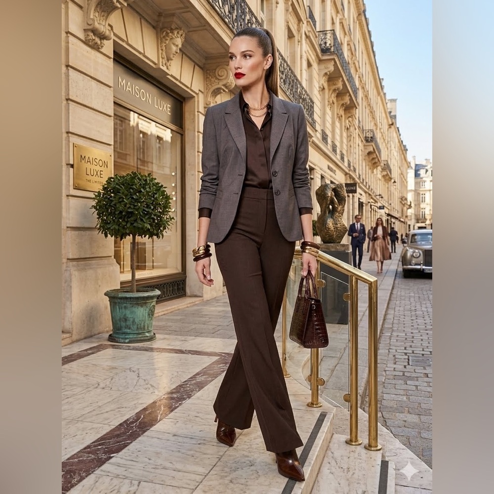 The Limited Luxe Collection Women's Size 14 Brown Blazer Career Work Business